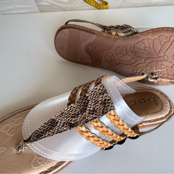 B O C Sandals, 9, Shades of tan w/ faux snake, Adjustable heel strap NWOT - Picture 3 of 5